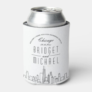 Chicago Stylised Skyline Wedding Can Cooler
