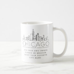 Chicago Stylized Skyline Custom Slogan Coffee Mug