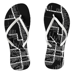 Chicago Subway Elevated Train Vintage System Map Jandals