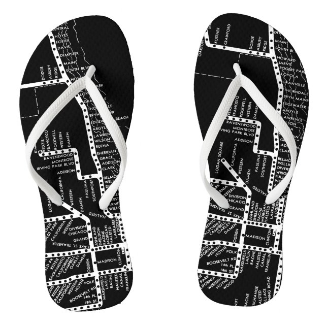 Chicago Subway Elevated Train Vintage System Map Jandals (Footbed)