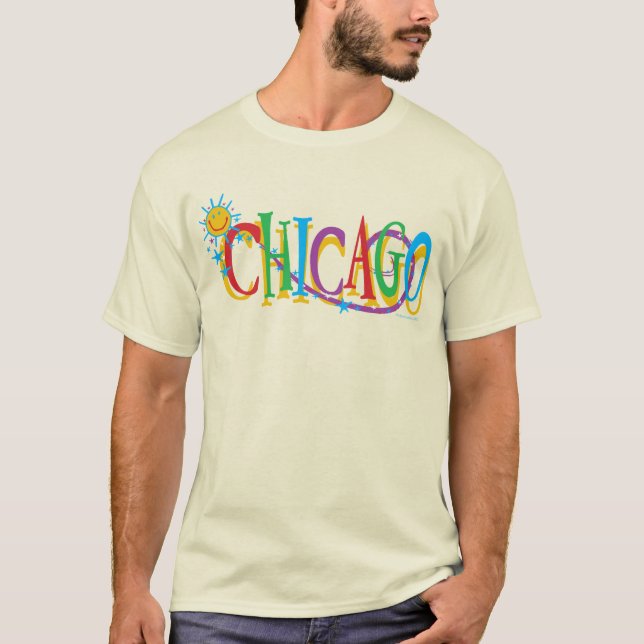 Chicago Sun And Stars Dark T-Shirt (Front)