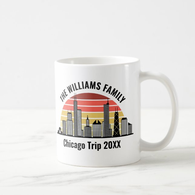 Chicago Sunset Custom Family Trip Keepsake Coffee Mug (Right)