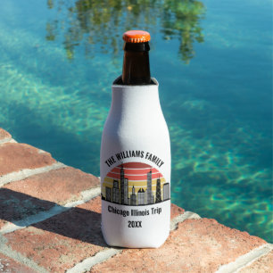 Chicago Sunset Customized Family Trip Bottle Cooler