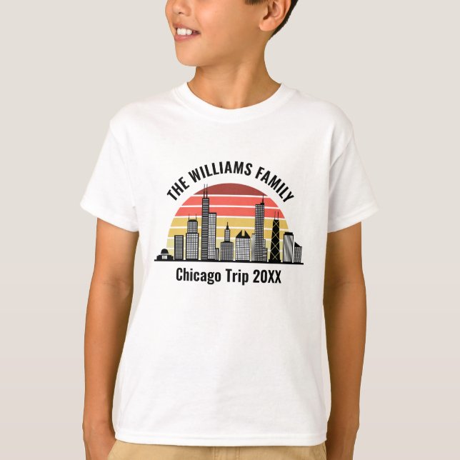 Chicago Sunset Customized Family Trip Kids T-Shirt (Front)