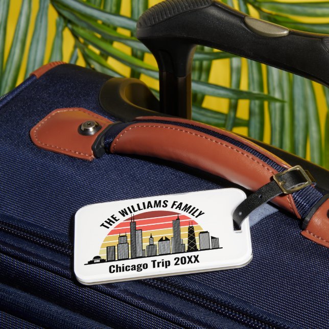 Chicago Sunset Customized Family Trip Luggage Tag (Front Insitu 3)