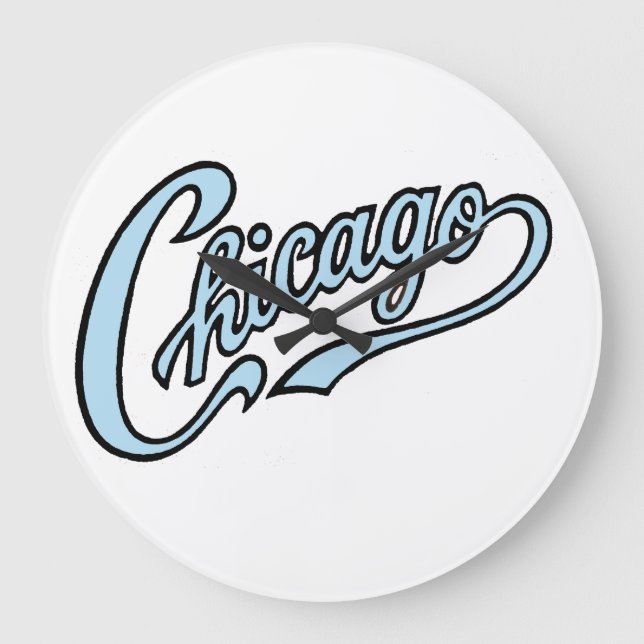 Chicago Text Art Script in different colours. Large Clock (Front)