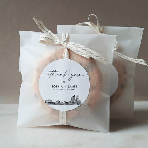 Chicago Thank You Favour 3" (sheet of 6) Classic Round Sticker