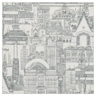 Chicago toile dark grey pearl fabric
