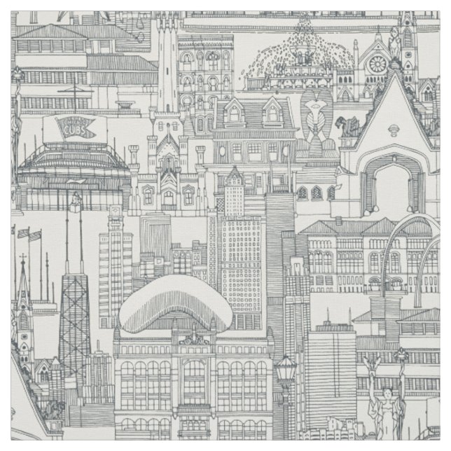 Chicago toile dark grey pearl fabric (Swatch)