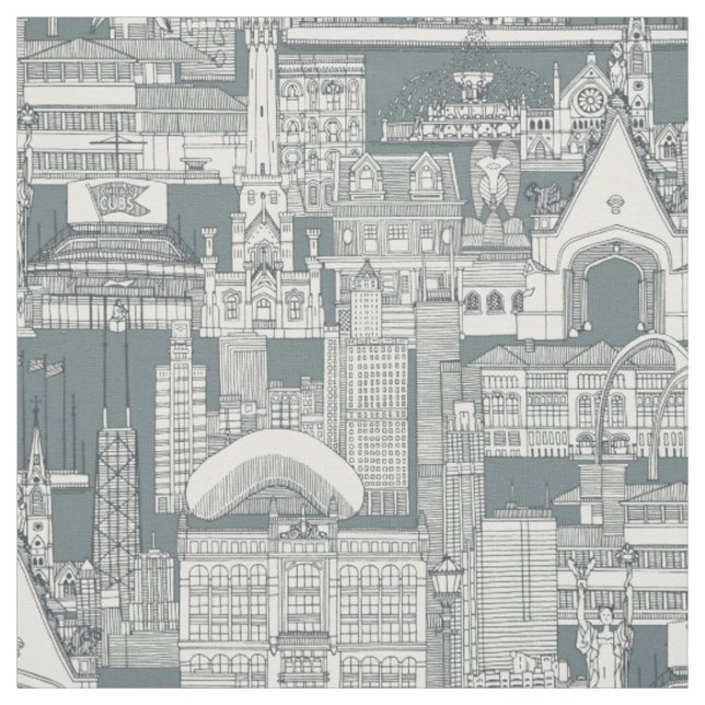 Chicago toile dark grey storm fabric (Swatch)