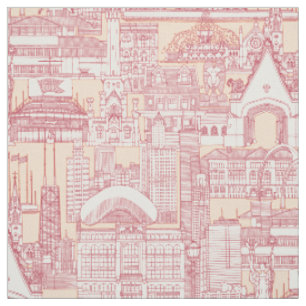 Chicago toile jam peach jelly fabric