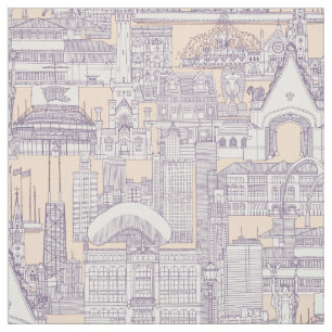 Chicago toile violet peach jelly fabric