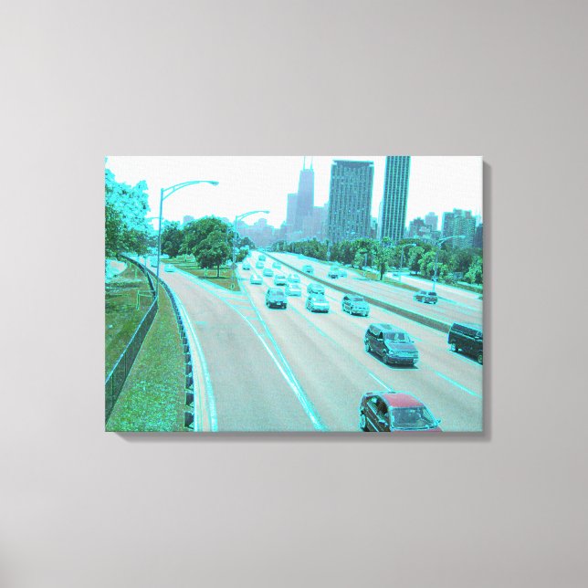 Chicago Traffic in Coloured Foil Canvas Print (Front)
