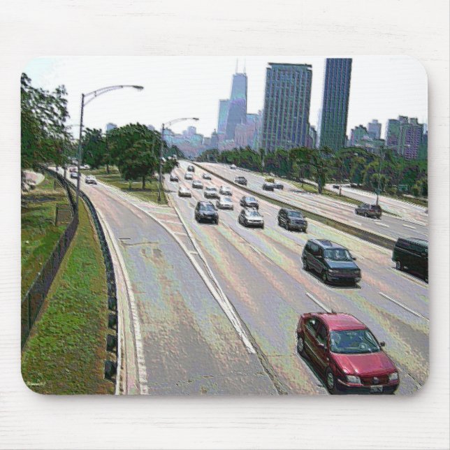 Chicago Traffic in Sandstone Mouse Pad (Front)