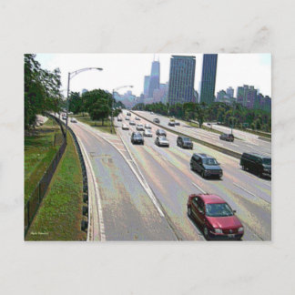 Chicago Traffic in Sandstone Postcard