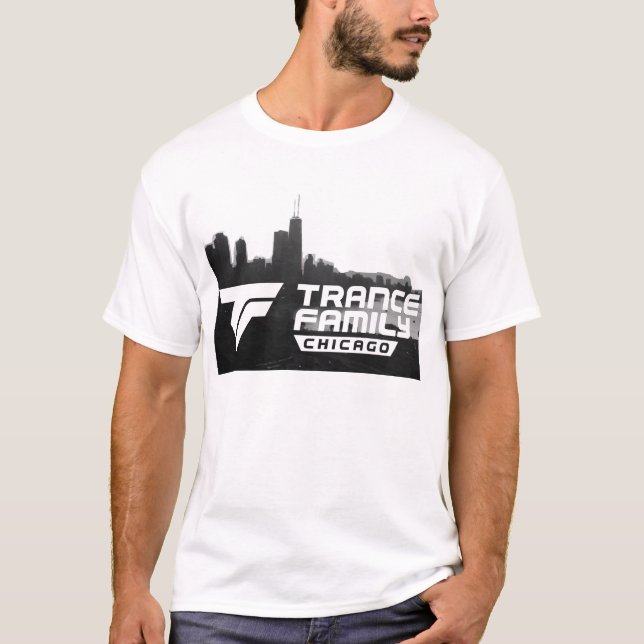 Chicago Trance Family City Black and White T-Shirt (Front)