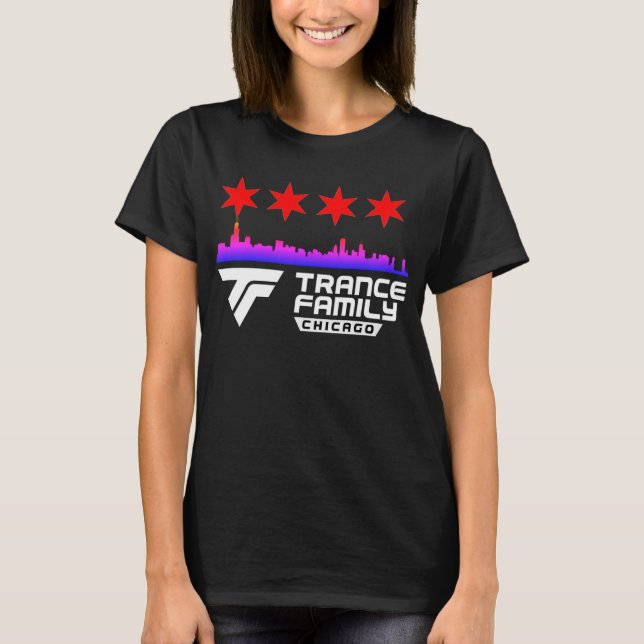 Chicago Trance Family City Skyline & Stars T-Shirt (Front)