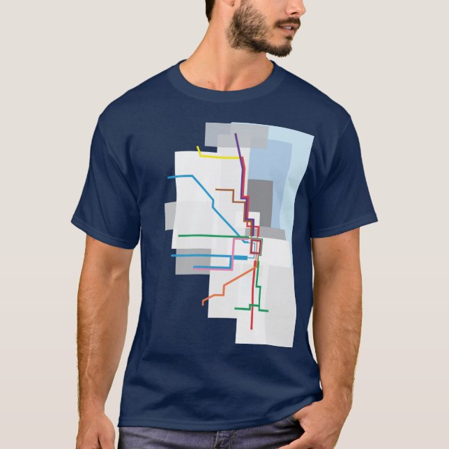 Chicago Transit Map Lake Graphic T-Shirt (Front)