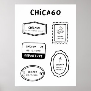 Chicago - Travel Stamp Collection   Minimalist Poster