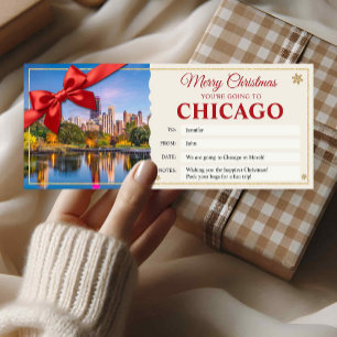Chicago Trip Christmas Reveal Gift Ticket Card