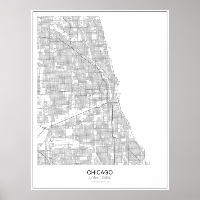Chicago, United States Minimalist Map Poster (Front)