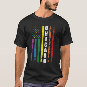 Chicago Us American Flag Rainbow Gay Lgbt Pride Mo T-Shirt