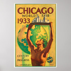Chicago USA America World's Fair Vintage Travel Poster