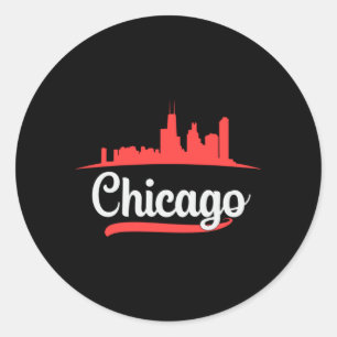 Chicago USA City Cityscape Skyline Funny Gift Idea Classic Round Sticker