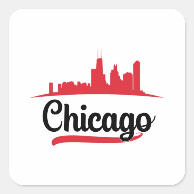 Chicago USA City Cityscape Skyline Funny Gift Square Sticker (Front)