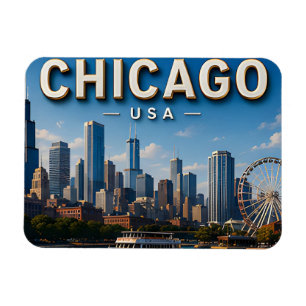 Chicago USA Skyline Travel Magnet