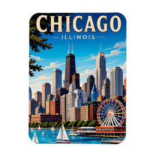 Chicago USA Skyline Travel Souvenir Magnet
