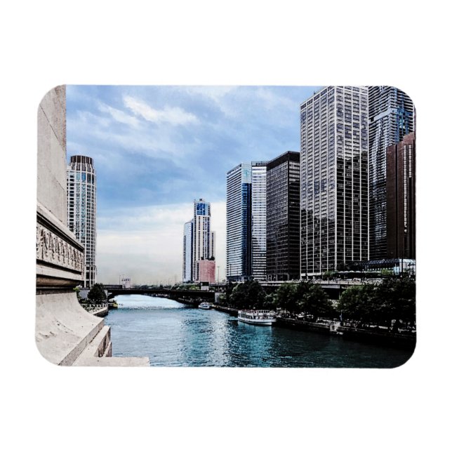Chicago - View From Michigan Avenue Bridge Magnet (Horizontal)