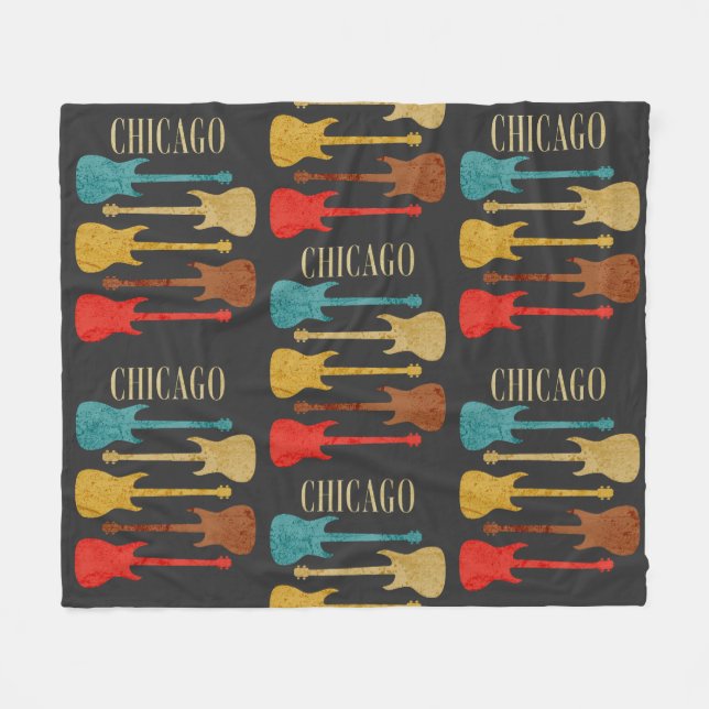 Chicago Vintage Guitars Concert Festival Souvenir Fleece Blanket (Front (Horizontal))