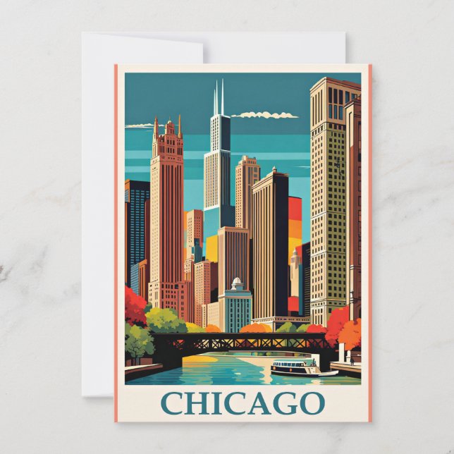 Chicago Vintage Illustration Card (Front)