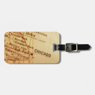CHICAGO Vintage Map Luggage Tag