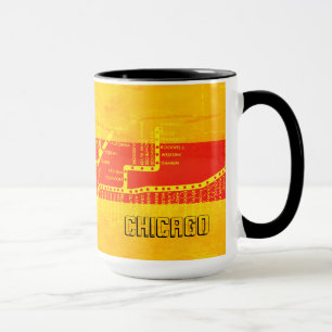CHICAGO VINTAGE SUBWAY MAP SOUTHWEST COLORS TRAIN MUG