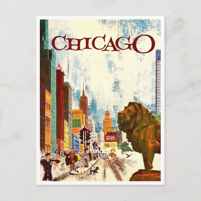 Chicago vintage travel postcard (Front)