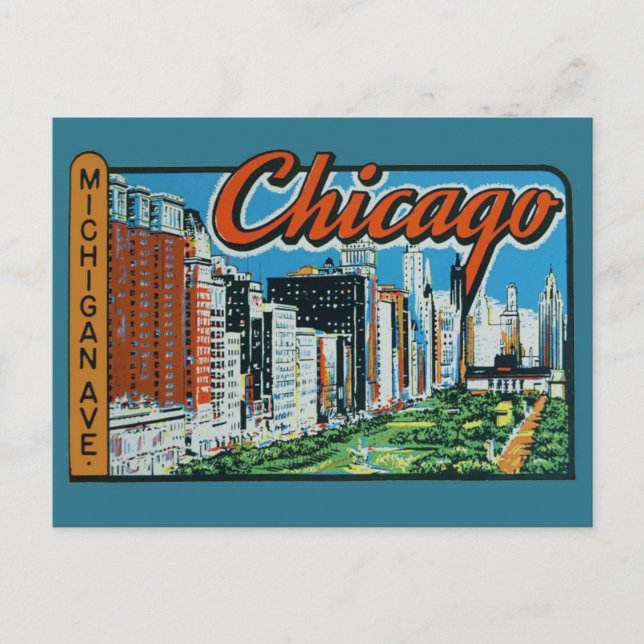 Chicago Vintage Travel  Postcard (Front)