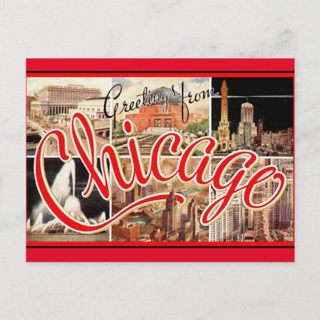 Chicago Vintage Travel  Postcard (Front)