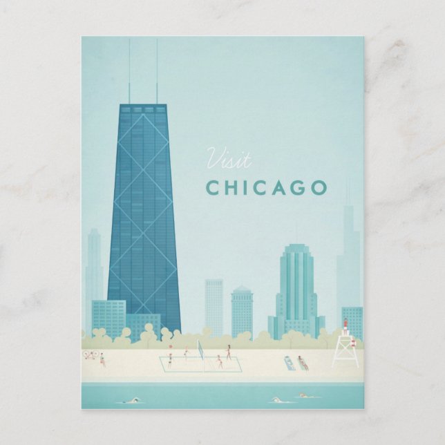 Chicago Vintage Travel Poster - Art Postcard (Front)