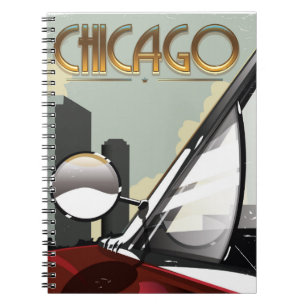 Chicago vintage travel poster spiral notebook