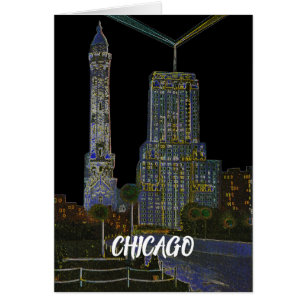 Chicago Water Tower Beautiful Art Vintage Colourfu