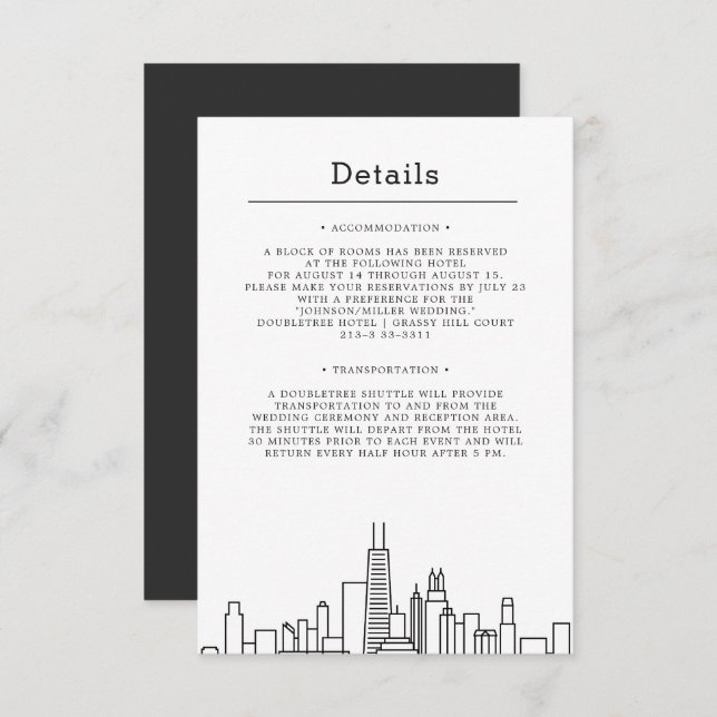 Chicago Wedding | Guest Details Invitation (Front/Back)