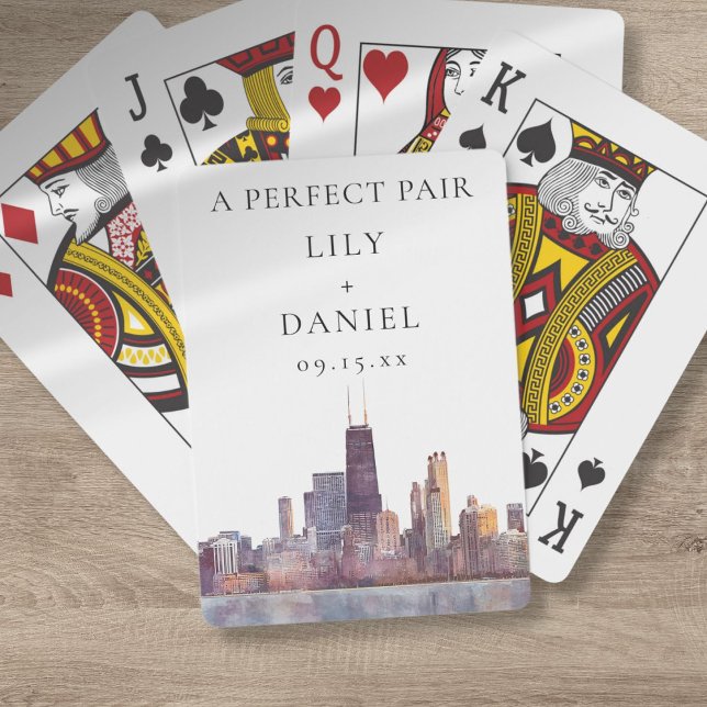 Chicago Wedding Perfect Pair Favor Playing Cards (Chicago Wedding Perfect Pair Favor Poker Cards)