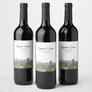 Chicago Wedding Personalised Wine Label