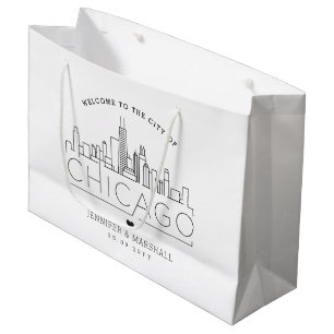 Chicago Wedding Stylised Skyline Large Gift Bag