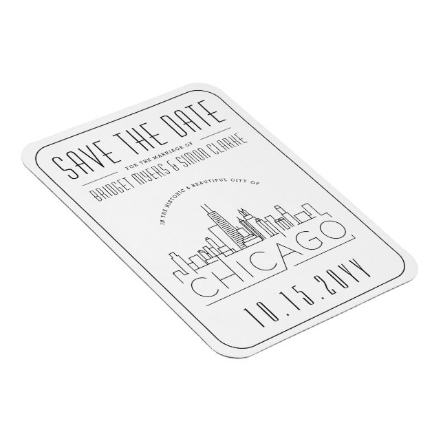 Chicago Wedding Stylized Skyline Save the Date Magnet (Right Side)
