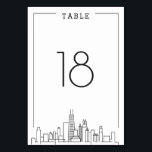 Chicago Wedding | Table Number<br><div class="desc">A unique wedding table number cards for a marriage taking place in the beautiful city of Chicago, Illinois. It features a simplified table number resting above a stylised version of the famous city's unique skyline. This item is part of a larger multi-piece collection with items tailored to before, the day...</div>