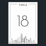 Chicago Wedding | Table Number<br><div class="desc">A unique wedding table number cards for a marriage taking place in the beautiful city of Chicago, Illinois. It features a simplified table number resting above a stylised version of the famous city's unique skyline. This item is part of a larger multi-piece collection with items tailored to before, the day...</div>