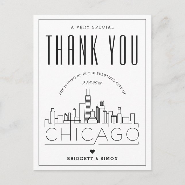 Chicago Wedding | Thanks for Coming! Postcard (Front)